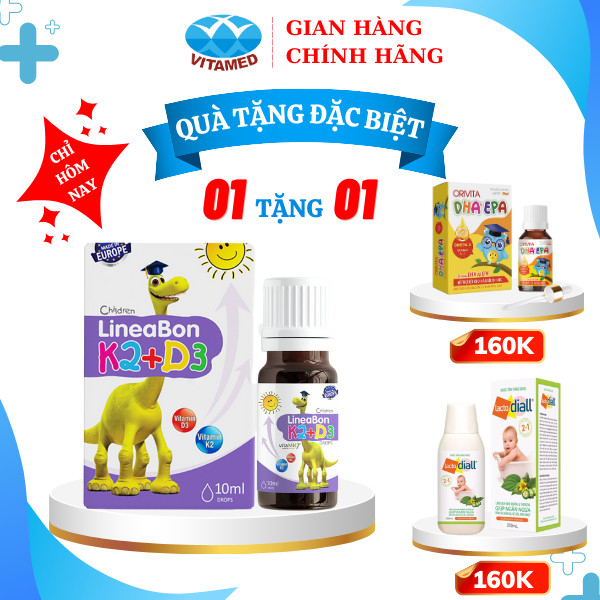 Linebon K2 + D3 Bổ Sung Vitamin Cho Xương , Răng Chắc Khỏe Chai 10ML