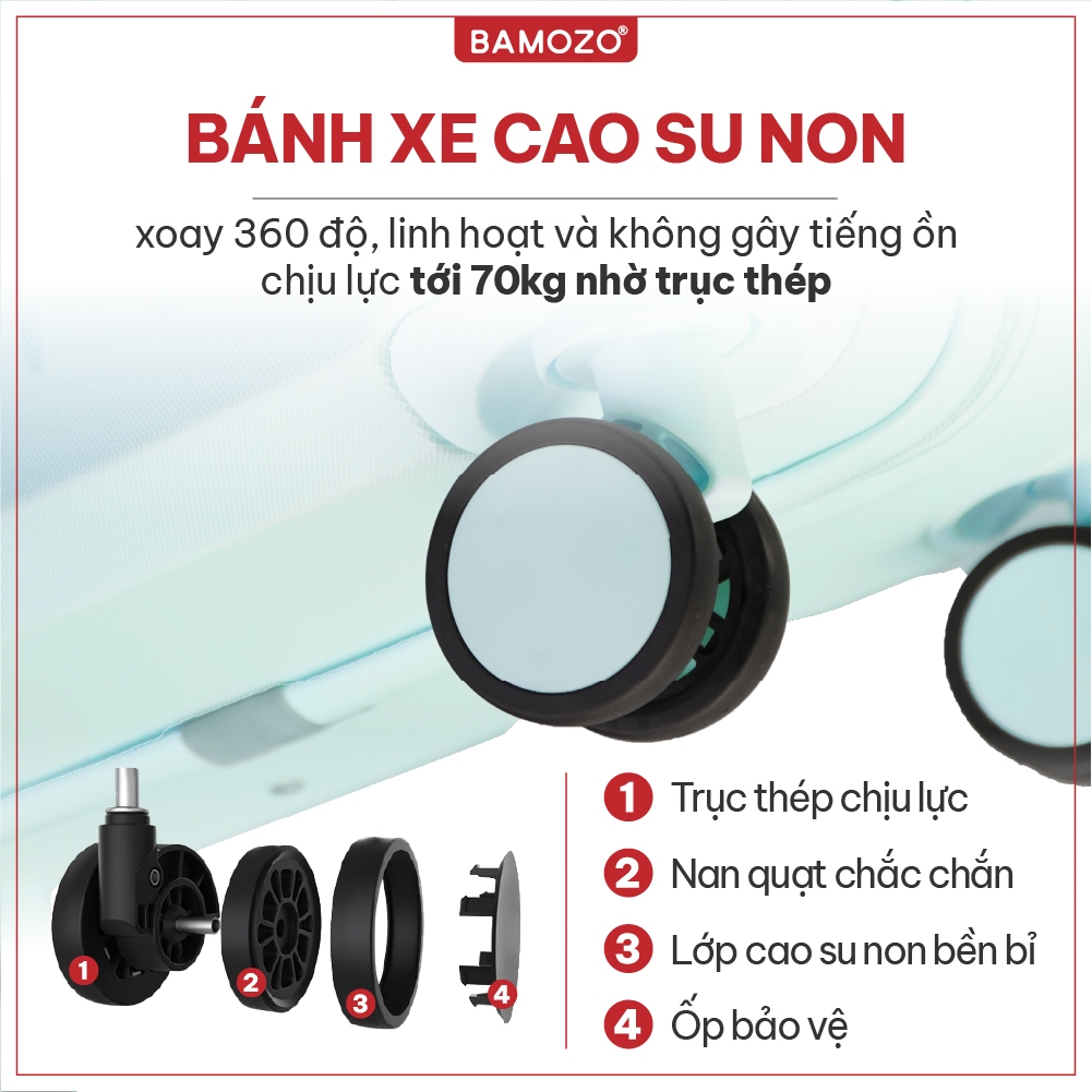 Vali Du Lịch Bamozo 8812 Thời Trang Size 20/24inch, Vali kéo Nhựa ABS Cao Cấp Bảo Hành 5 Năm - Lỗi 1 Đổi 1 Trong 30 Ngày