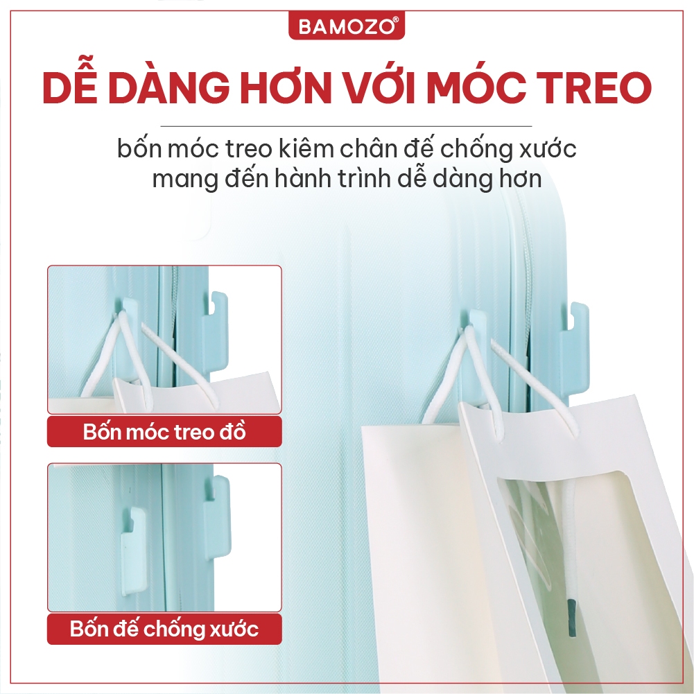 Vali Du Lịch Bamozo 8812 Thời Trang Size 20/24inch, Vali kéo Nhựa ABS Cao Cấp Bảo Hành 5 Năm - Lỗi 1 Đổi 1 Trong 30 Ngày