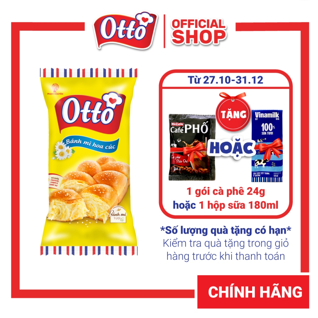 Bánh mì Hoa Cúc Mini Otto - Otto Mini Brioche Tressée 80g | Bánh ăn sáng tiện lợi | Bánh mì tươi | Đồ ăn vặt