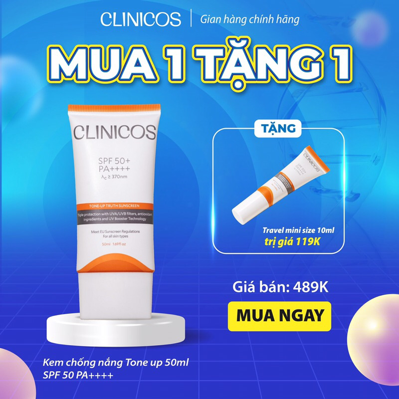 Kem Chống Nắng CLINICOS TONE UP Nâng Tone Tự Nhiên 50ml