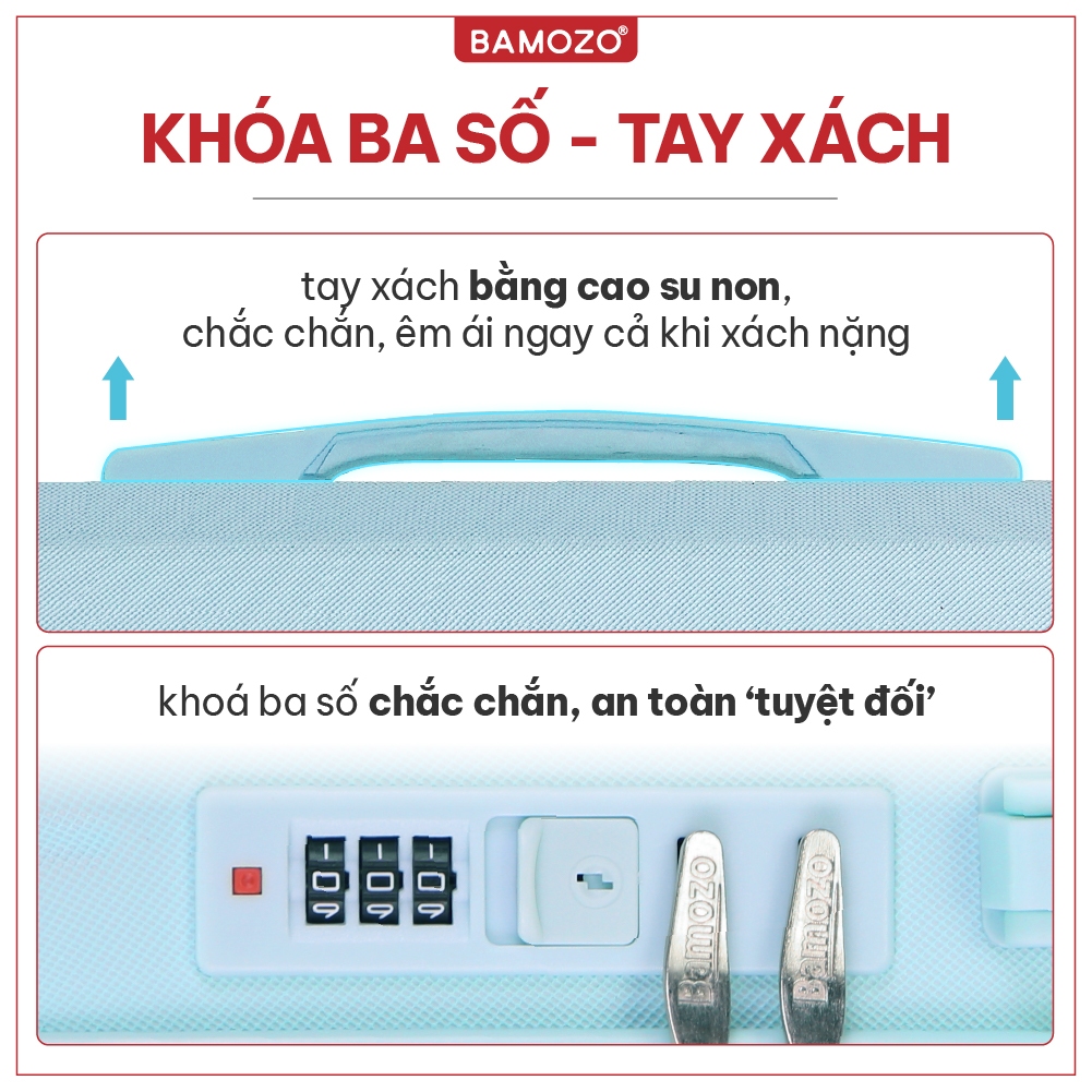 Vali Du Lịch Bamozo 8812 Thời Trang Size 20/24inch, Vali kéo Nhựa ABS Cao Cấp Bảo Hành 5 Năm - Lỗi 1 Đổi 1 Trong 30 Ngày