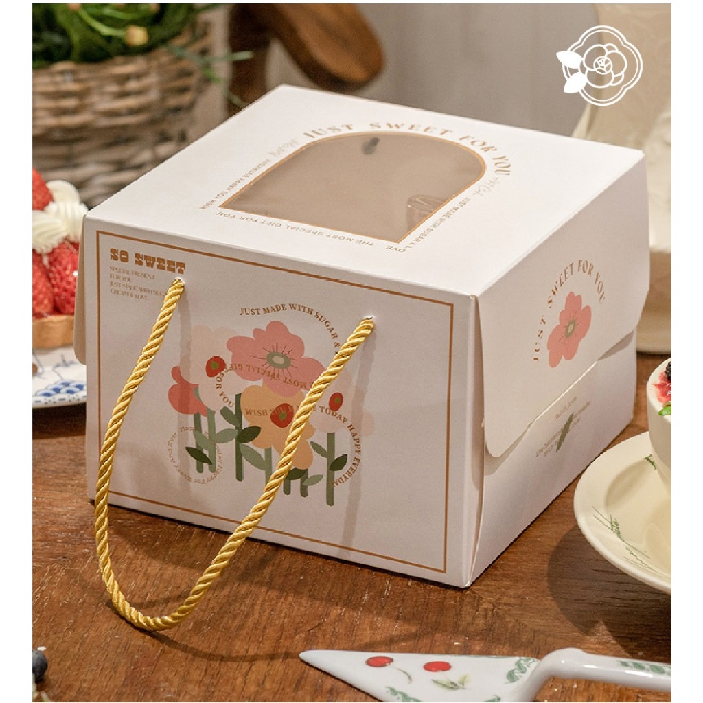 Hộp đựng bánh kem sinh nhật, tặng kèm đế bánh, mini 16cm,  màu pastel phong cách dễ thương - POPPY STORE