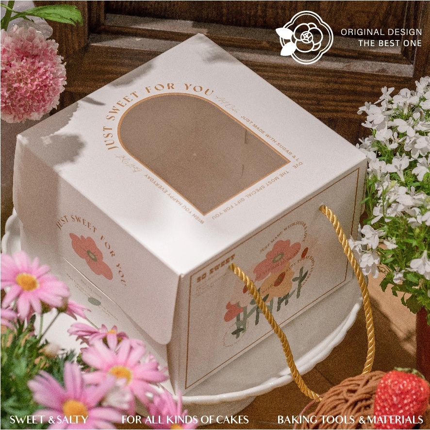 Hộp đựng bánh kem sinh nhật, tặng kèm đế bánh, mini 16cm,  màu pastel phong cách dễ thương - POPPY STORE