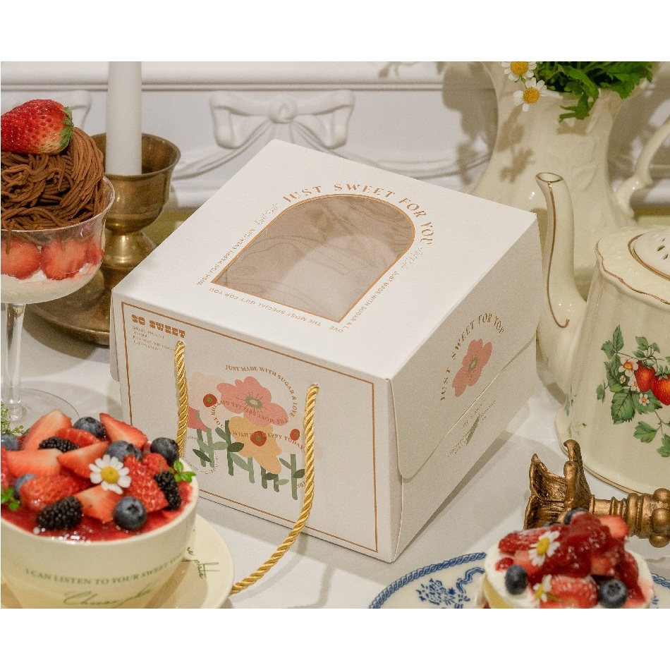 Hộp đựng bánh kem sinh nhật, tặng kèm đế bánh, mini 16cm,  màu pastel phong cách dễ thương - POPPY STORE