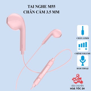Tai nghe 5 6 Hoco M55 hồng chân cắm tròn 3.5mm,có mic đàm thoại dành cho 5 6 6S 6Plus 6SPlus, android, máy tính
