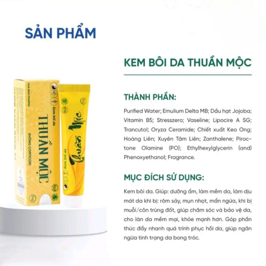Kem bôi da Thuần Mộc THANH MỘC HƯƠNG 16g chính hãng ngừa hăm da chàm sữa không corticoid