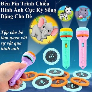 (HCM) Đèn pin chiếu hình full cho bé 24 hình động vật ngộ nghĩnh sắc nét giúp bé nhận biết mọi thứ xung quanh