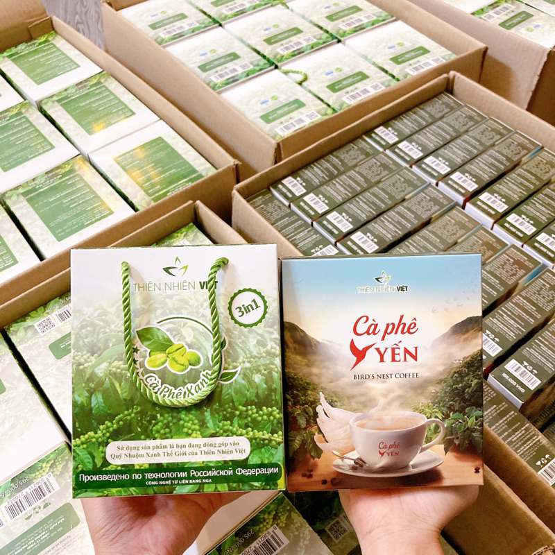 Cà phê xanh giảm cân hộp 30 gói tặng 1 hộp cà phê yến