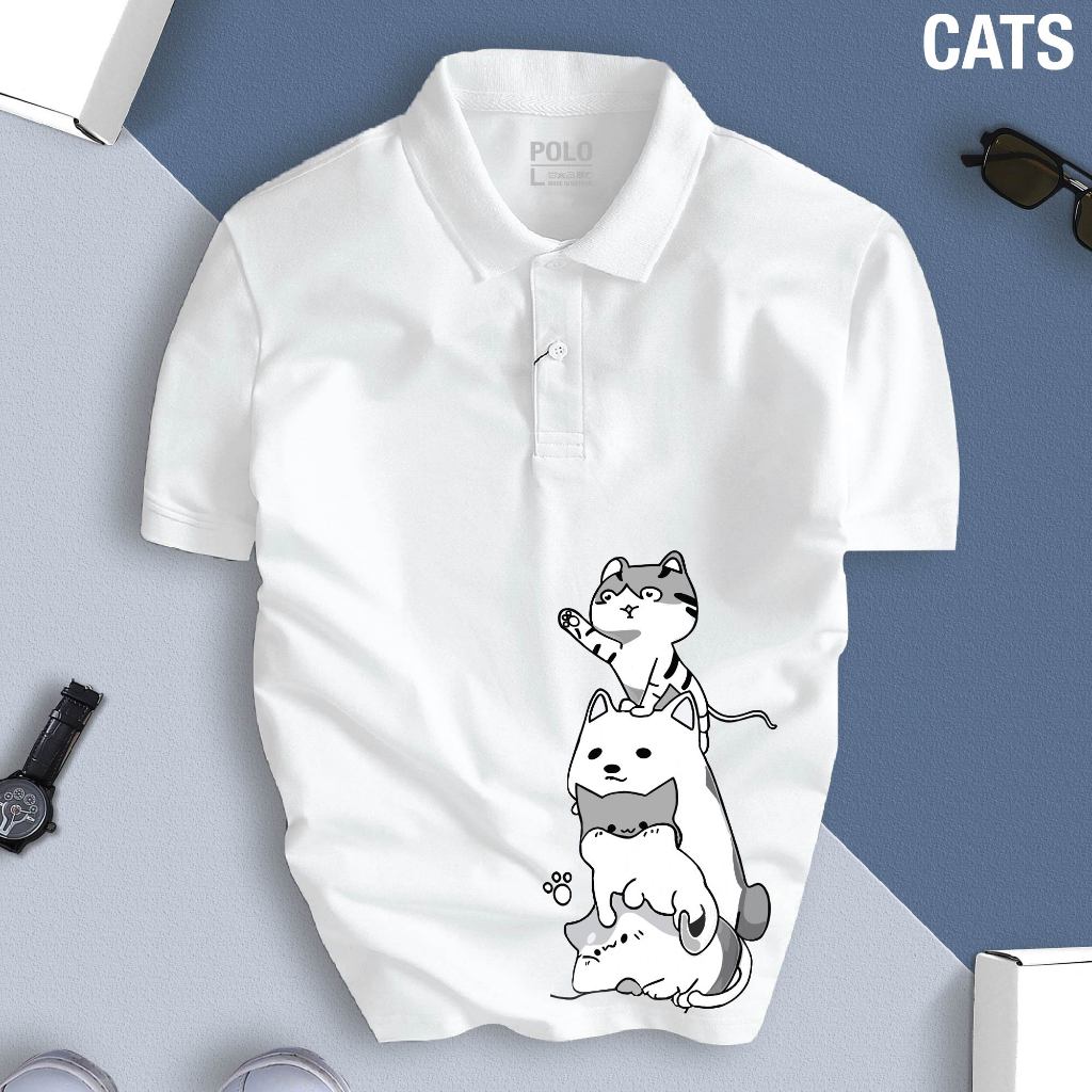 Áo thun POLO MÈO CATS đáng yêu chuẩn form, dễ phối đồ