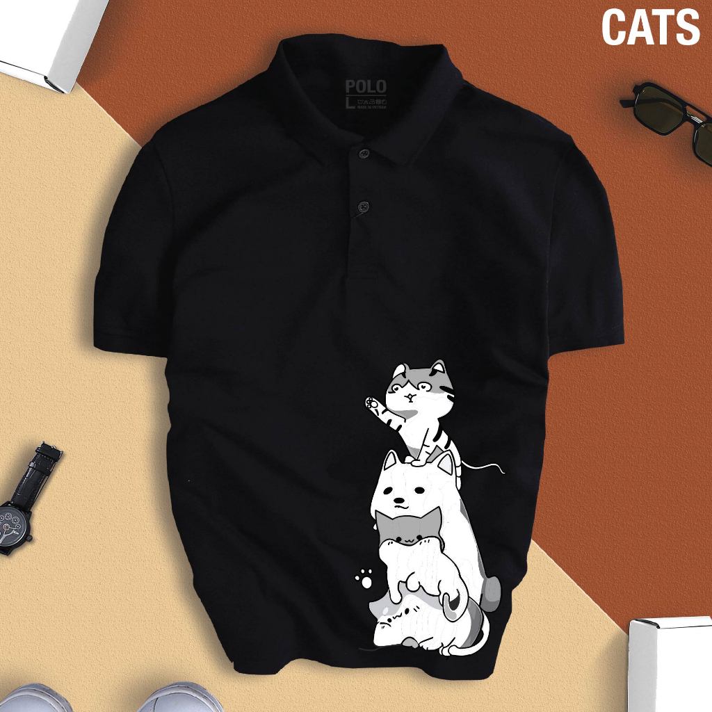 Áo thun POLO MÈO CATS đáng yêu chuẩn form, dễ phối đồ