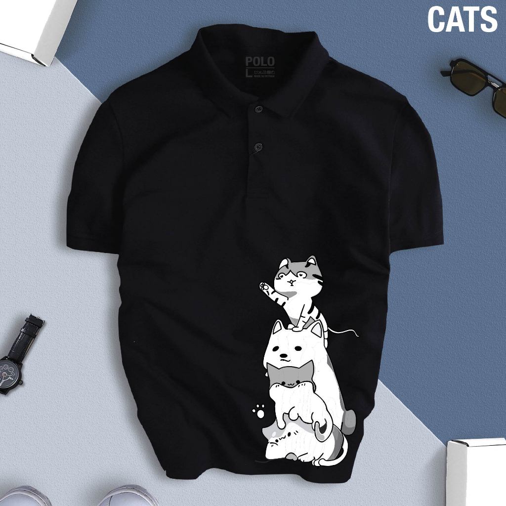 Áo thun POLO MÈO CATS đáng yêu chuẩn form, dễ phối đồ