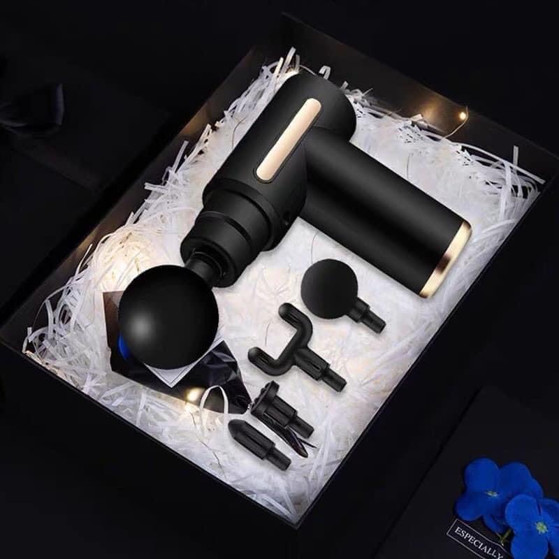 Máy massage cầm tay mini 💥GIÁ SỈ 💥 -Súng massage đấm lưng mát xa trị liệu cổ vai gáy 4 đầu 6 chế độ