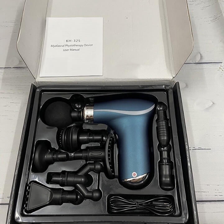 Máy massage cầm tay mini 💥GIÁ SỈ 💥 -Súng massage đấm lưng mát xa trị liệu cổ vai gáy 4 đầu 6 chế độ