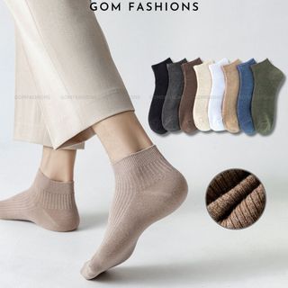 Tất nam cổ ngắn trơn đủ màu cổ điển GOMTAT, chất liệu cotton hút ẩm thoáng khí mang êm chân  -NGANTRON-FIVE-2003-1DOI