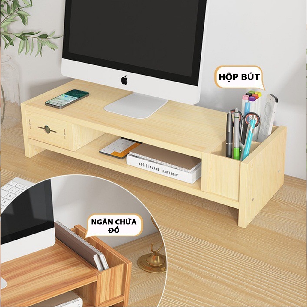 Kệ máy tính laptop JZ02 bằng gỗ cao cấp cho văn phòng và bàn làm việc, 4 màu trang nhã Home Decor Store