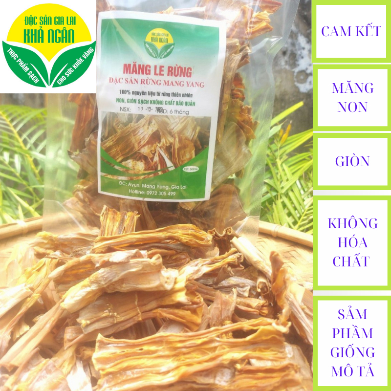 Măng le rừng Gia Lai măng búp, non, giòn, sấy củi (0,5kg)