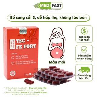 Sắt cho bà bầu, Bổ sung Sắt và Acid Folic cho người thiếu máu, bà bầu, sau sinh - TSC Fe Fort - Hộp 30 viên bổ máu