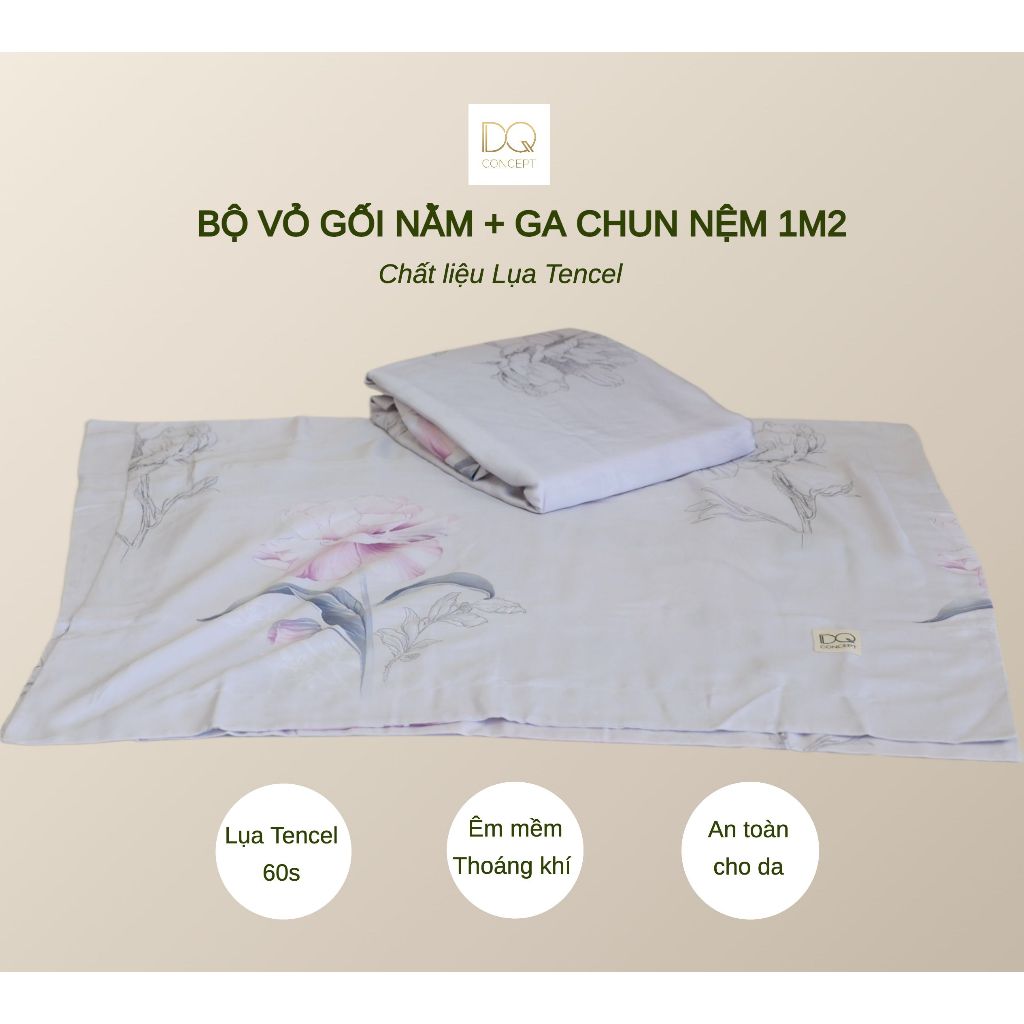 (1m2x2m) SET VỎ GỐI+GA CHUN CHẤT LIỆU LỤA TENCEL