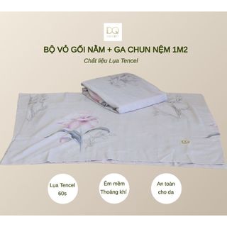 Set vỏ gối+ga chun chất liệu lụa tencel