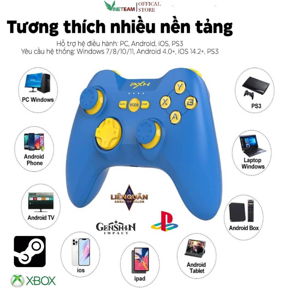 Tay Cầm Chơi Game VIETTEAM PXN P3 Kết Nối PC, Android, Điện Thoại, Smart TV -DC5118