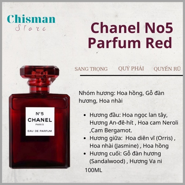 Nước Hoa Nữ CHAN.EL N5 LEAU Đỏ 100ml CH aaaa2 dầu thơm lâu Sang trọng, Quyến rũ và Tinh tế MGT Perfume