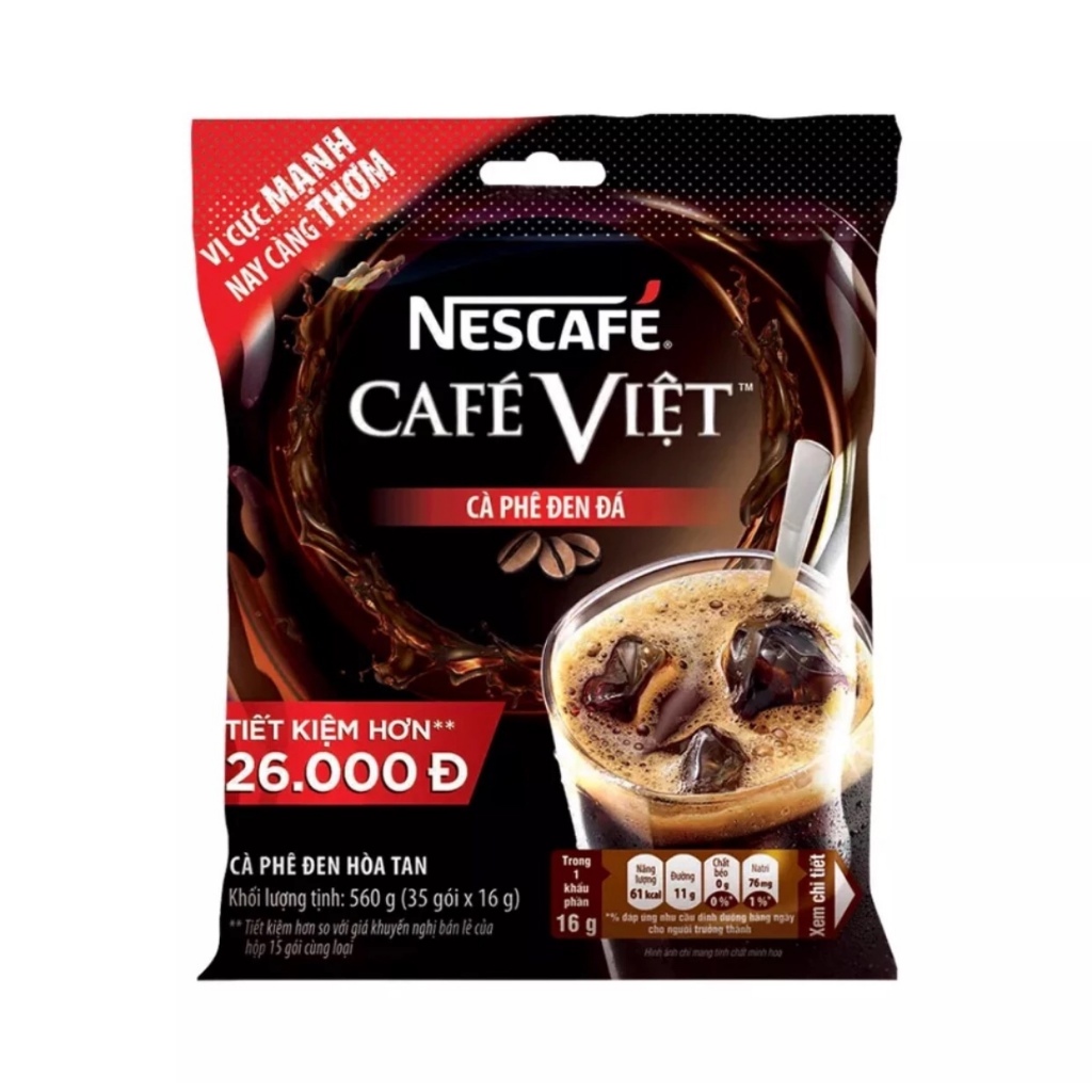 Cà phê hòa tan NESCAFÉ CAFÉ VIỆT cà phê đen đá (túi 35 gói x 16g)