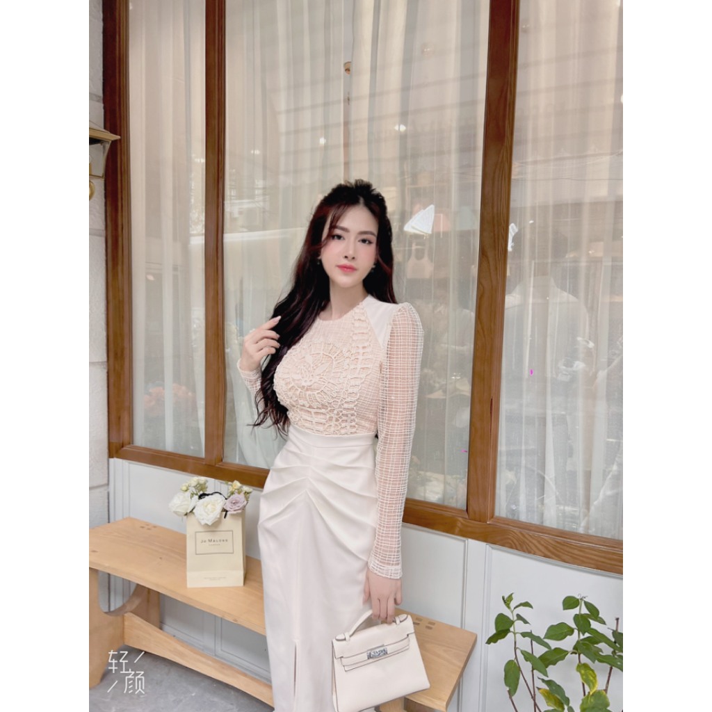Đầm Đẹp Dáng Dài Váy Đẹp Sang Trọng Phối Ren_LERIN V485