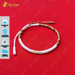 Vòng tay chỉ may mắn màu trắng bện kiểu đối xứng sole chỉ ngũ sắc tây tạng bình an - Tuệ Lâm