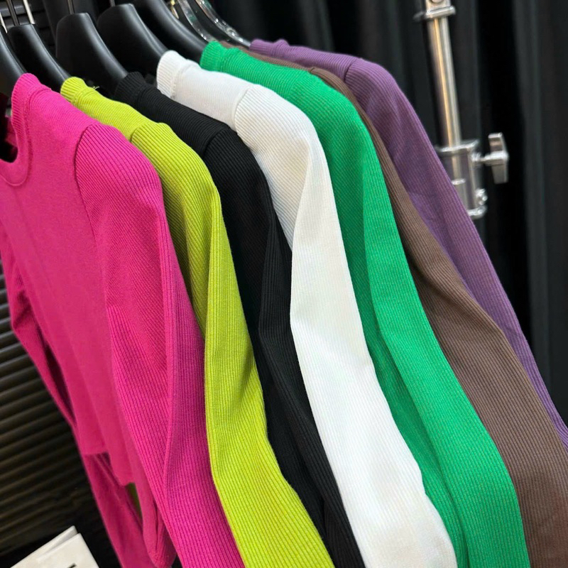 Áo len tăm cổ tròn nữ dài tay sỏ ngón thun lạnh - LADY.Clothing