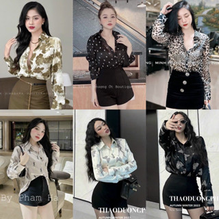 Áo sơ mi lụa satin mịn mềm form rộng nhiều hoạ tiết Nhinhi shop SM1613 - NhiNhi Shop