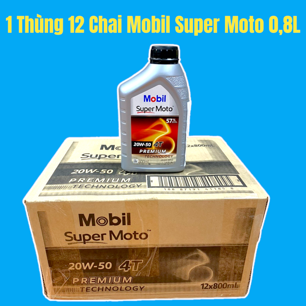 1 Thùng 12 Chai Nhớt Mobil Super Moto 20w50 800ml