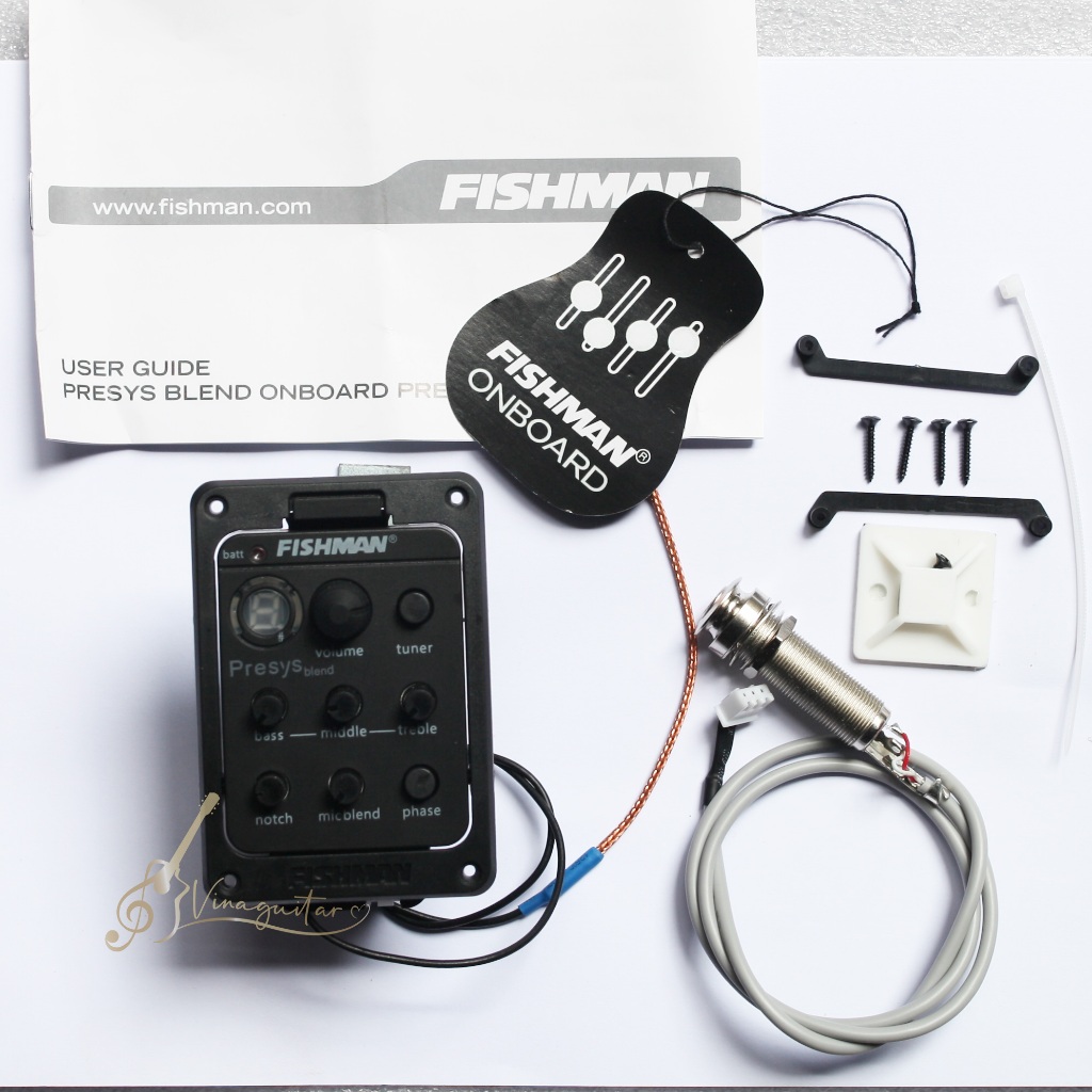 EQ đàn guitar Fishman 301 kích âm thanh ra loa cao cấp tặng kèm pin chất lượng