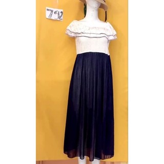 đầm maxi ren phối chân váy xếp ly. S792