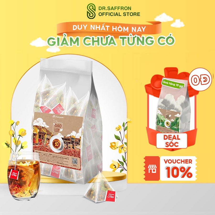 Trà gạo lứt rang tay Mộc Hương Sơn giữ gìn vóc dáng, thanh lọc gan, thải độc - Gói to 30 túi trà