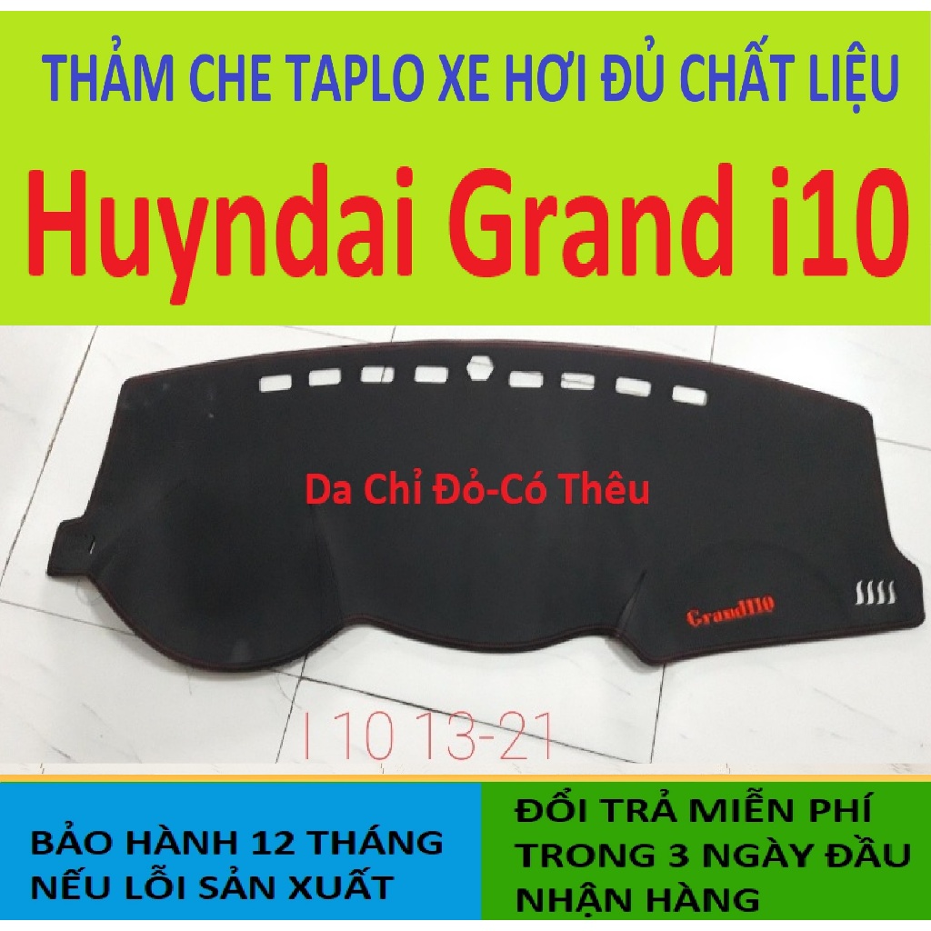 Thảm Taplo Hyundai I10,Thảm Lót Taplo Xe Hơi Cao Cấp Hàng 3 Lớp Có Chống Trượt,Da Đẹp Bảo Hành 12 Tháng