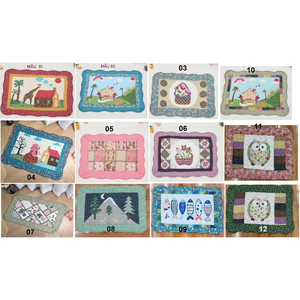 COMBO 02 chiếc Thảm lau chân vải cotton vintage xinh yêu 40*60cm *** rẻ nhất shopee