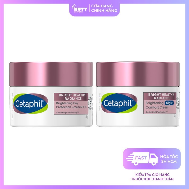 Kem Dưỡng Sáng Da Cetaphil Bright Healthy Radiance Brightening Day Protection Cream SPF15, Night Comfort Cream 50g
