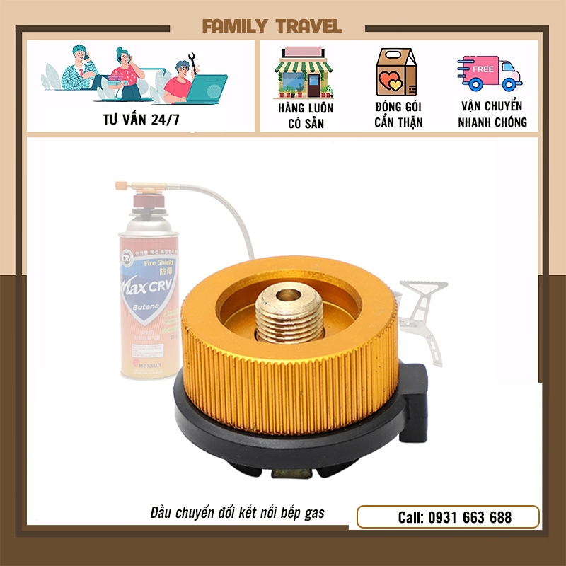 Van/ Đầu chuyển đổi để kết nối bếp gas mini với bình gas du lịch dài thông dụng - Family Travel