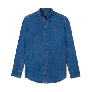 Áo sơ mi tay dài cổ đức nam nữ SSSTUTTER chất denim thêu nổi bật dáng regular linh hoạt SSS. DENIM SHIRT