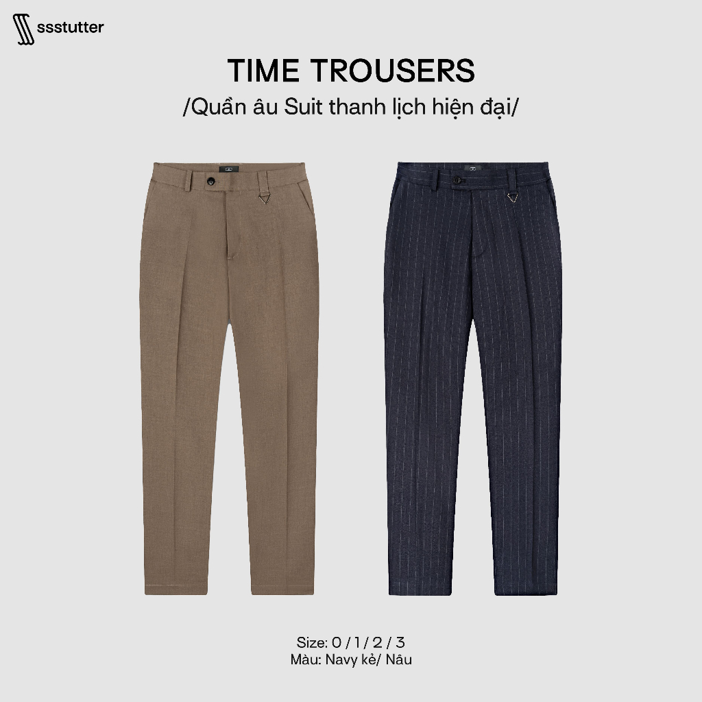 Quần âu ống đứng chun ẩn thông minh nam SSSTUTTER dáng straight co giãn kèm khoen treo móc khoá TIME TROUSERS - SET