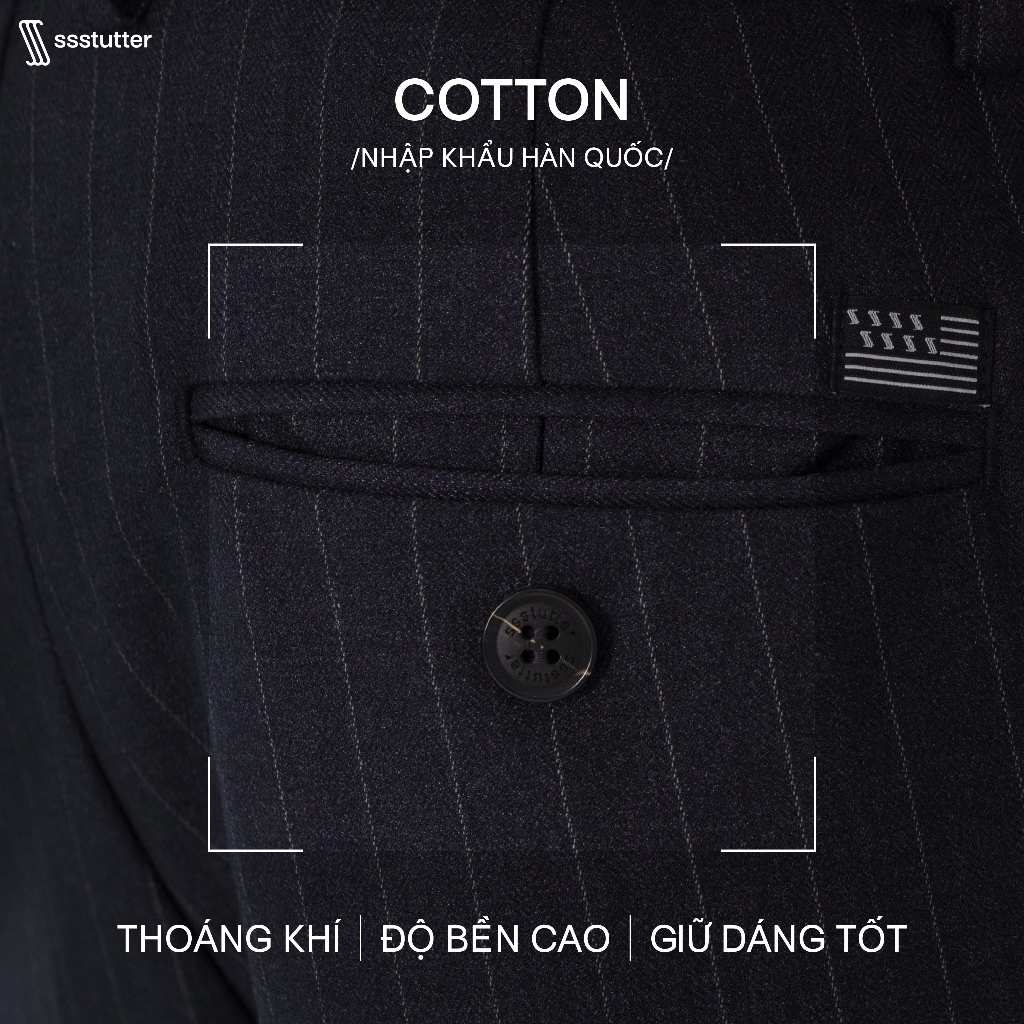 Quần âu ống đứng chun ẩn thông minh nam SSSTUTTER dáng straight co giãn kèm khoen treo móc khoá TIME TROUSERS - SET