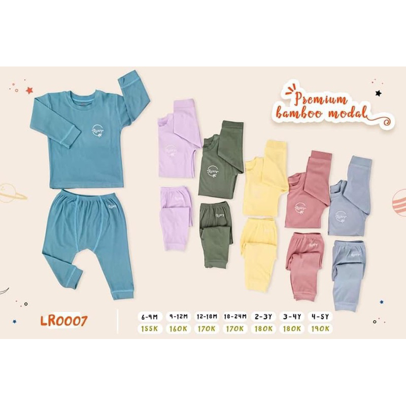 Bộ dài tay Luxry vải sợi tre gân tăm cao cấp cho bé trai bé gái