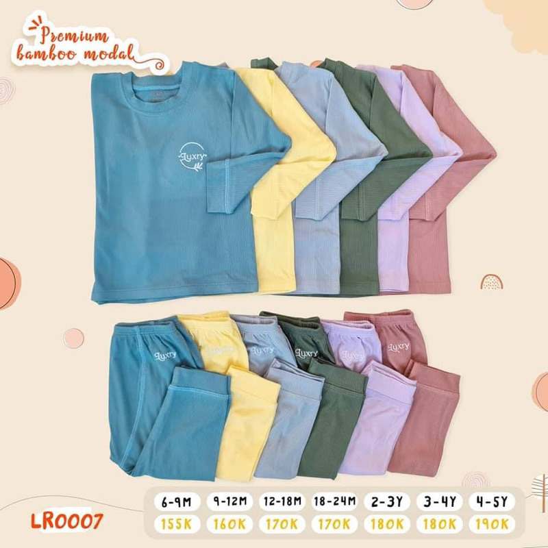 Bộ dài tay Luxry vải sợi tre gân tăm cao cấp cho bé trai bé gái