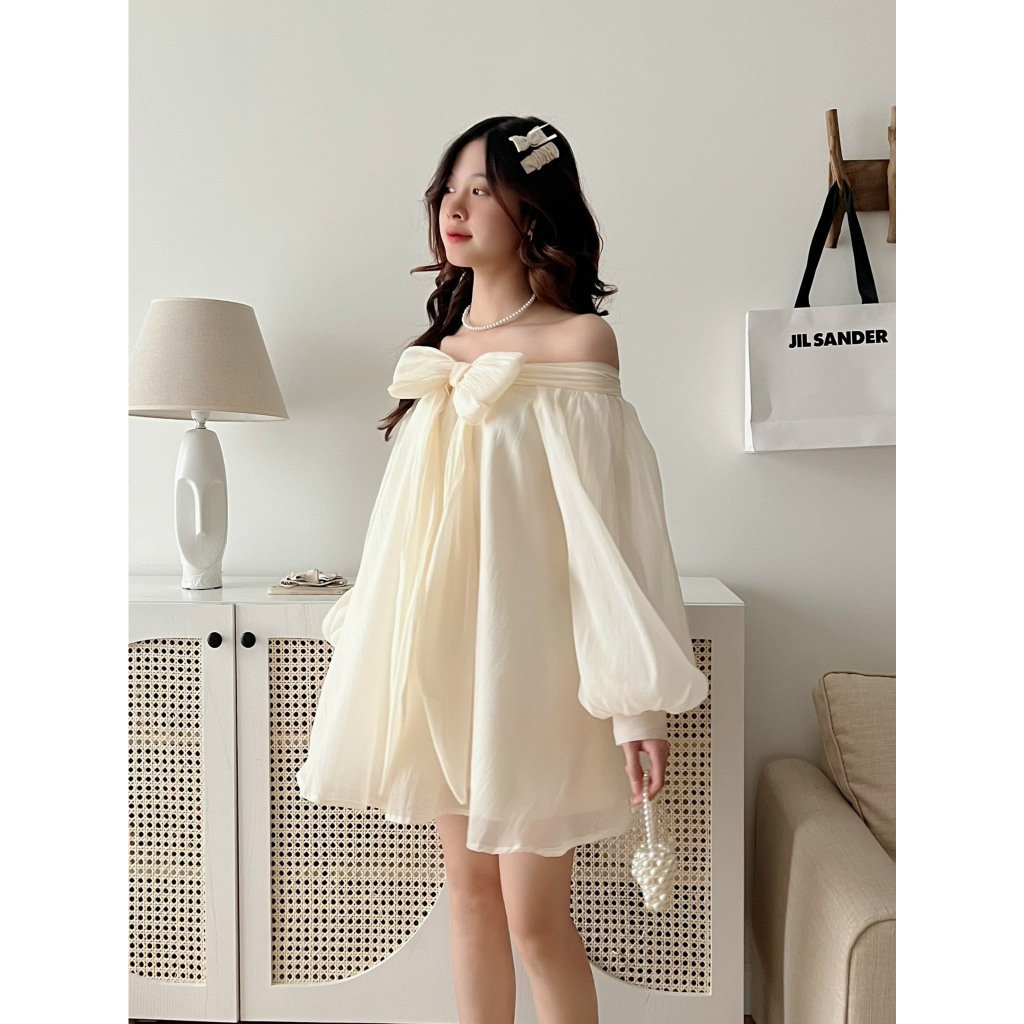 Đầm Váy Babydoll Nơ Liền 2 Lớp Quảng Châu, Form Rộng Ulzzang Loại 1
