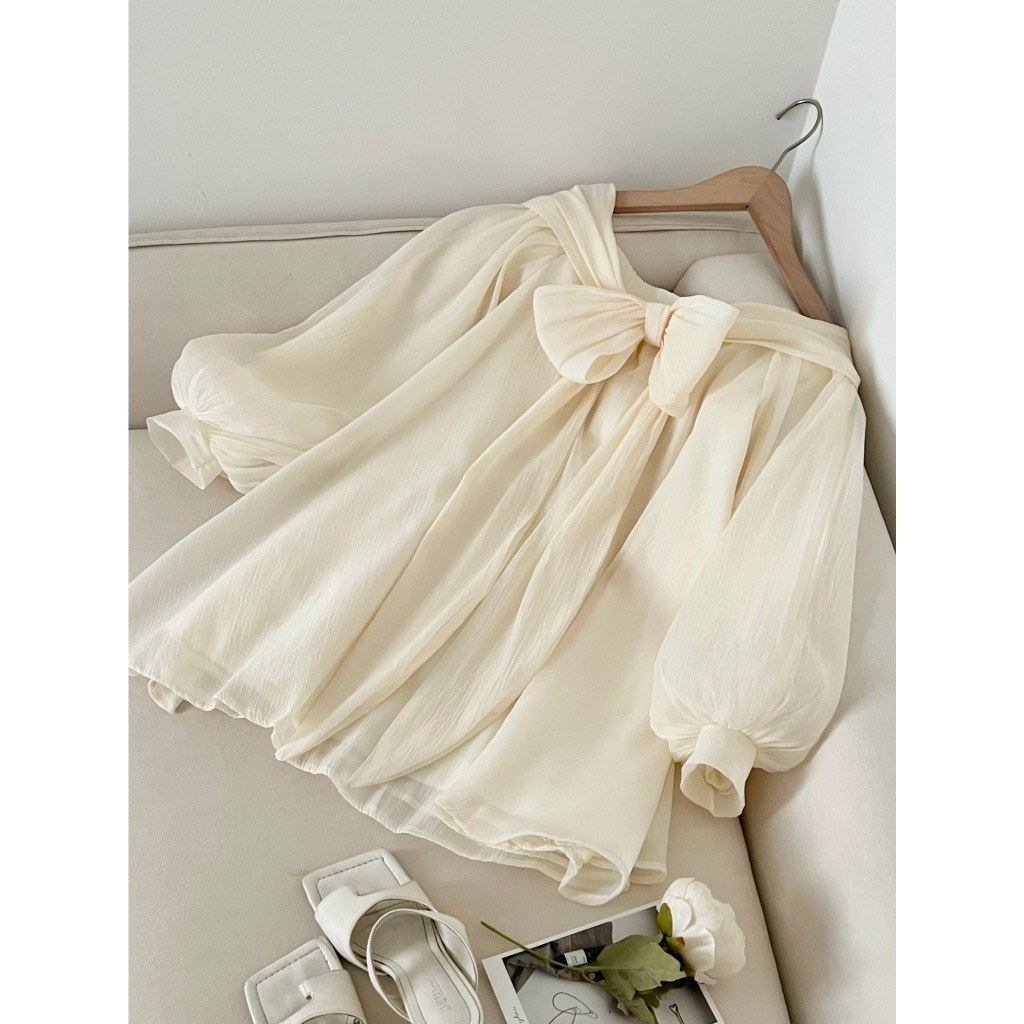 Đầm Váy Babydoll Nơ Liền 2 Lớp Quảng Châu, Form Rộng Ulzzang Loại 1