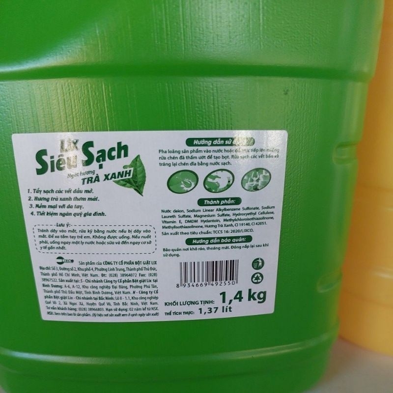 NƯỚC RỬA CHÉN LIX SIÊU ĐẬM ĐẶC /SIÊU SẠCH LOẠI 1.4 KG