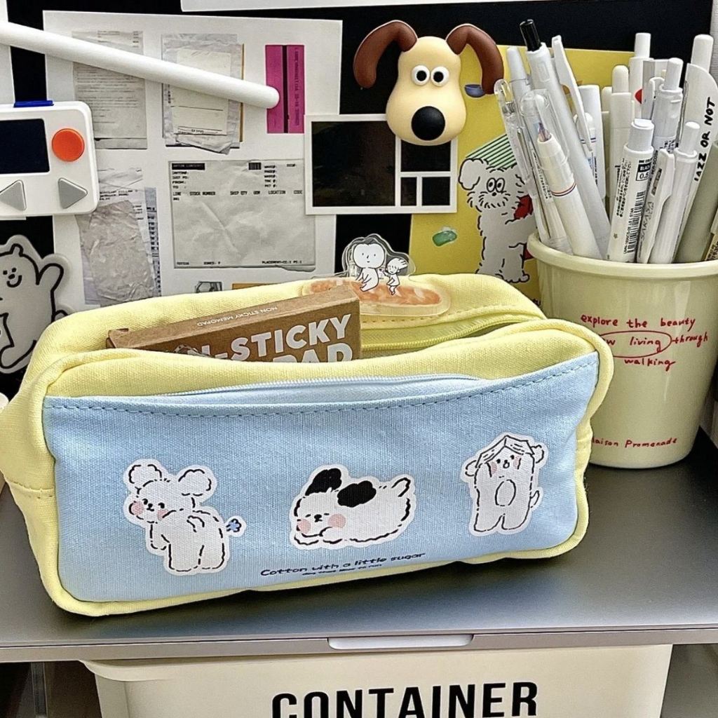 Túi bút blue doggie Tô Tại Tại  vải canvas hoạt tiết cún dễ thương  MBH04