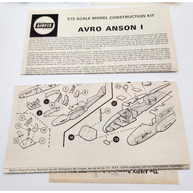 Mô hình quân sự, 1: 72 Airfix 1963 England, máy bay Avro Anson 1