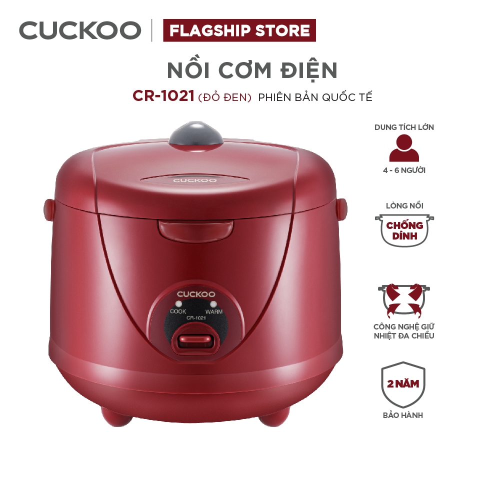 Nồi cơm điện Cuckoo 1.8 lít CR-1021 màu đỏ - bản quốc tế tiếng Anh - Hàng chính hãng Cuckoovina